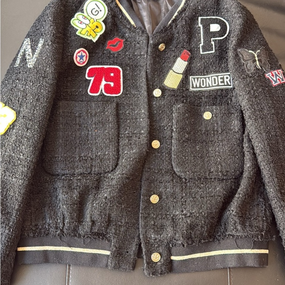 Black Varsity Jacket with Patches